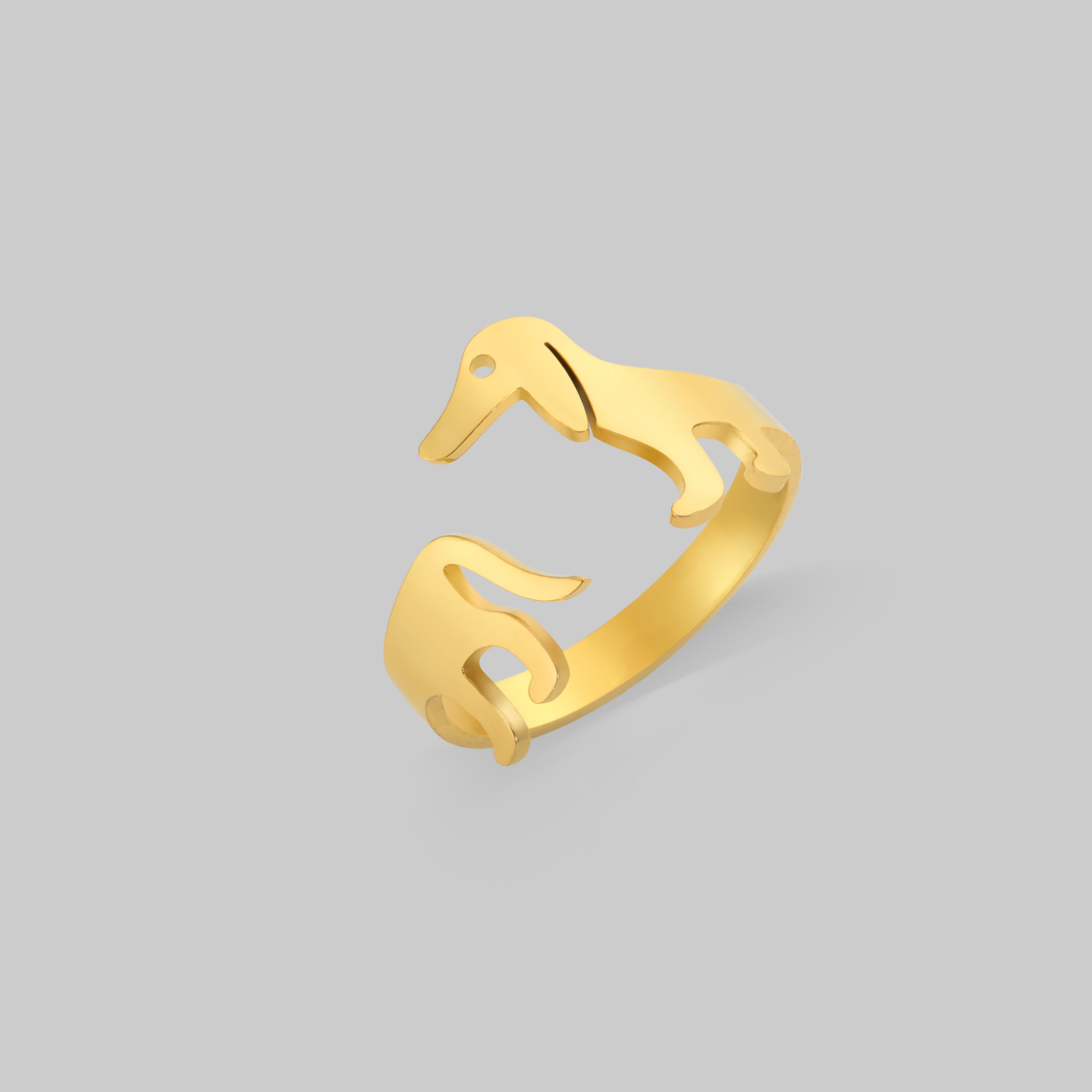 Anillo de Acero Inoxidable y Acero de Titanio en forma de Salchicha de Perro Ajustable — imagen 12