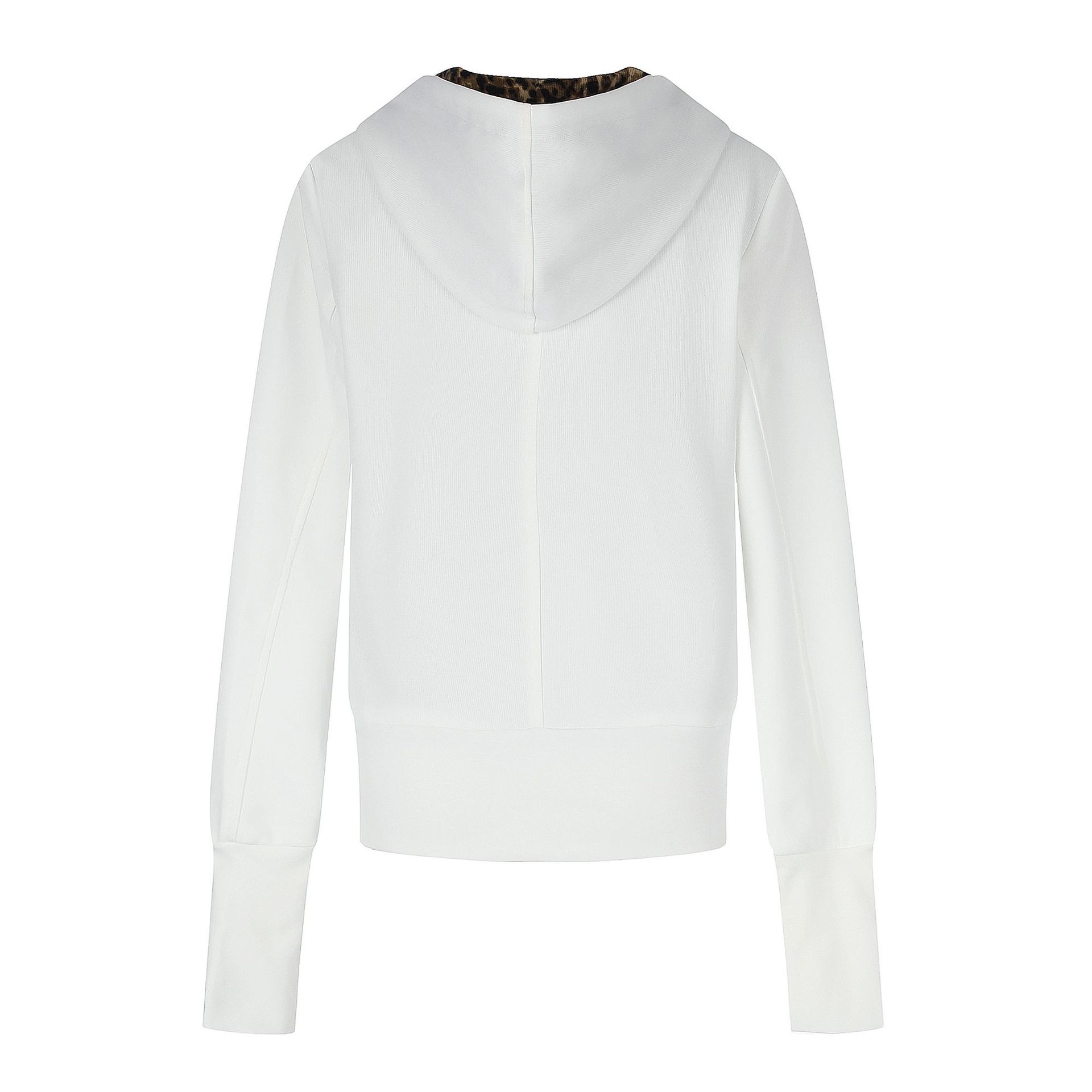 Hooded Sweatshirt Jacket with Leopard Print Lining and Ruched Slim Fit Cardigan — image 3