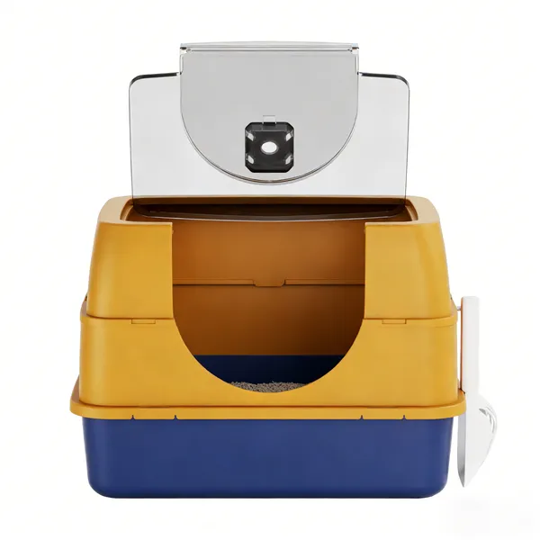 Caja de Arena Galaxia para Gatos Naranja, Acristalada con Sellado Total contra Olores y Arena Escurridiza, Estable y Duradera, Ideada para Familias de Mascotas en Todo el Mundo — imagen 4
