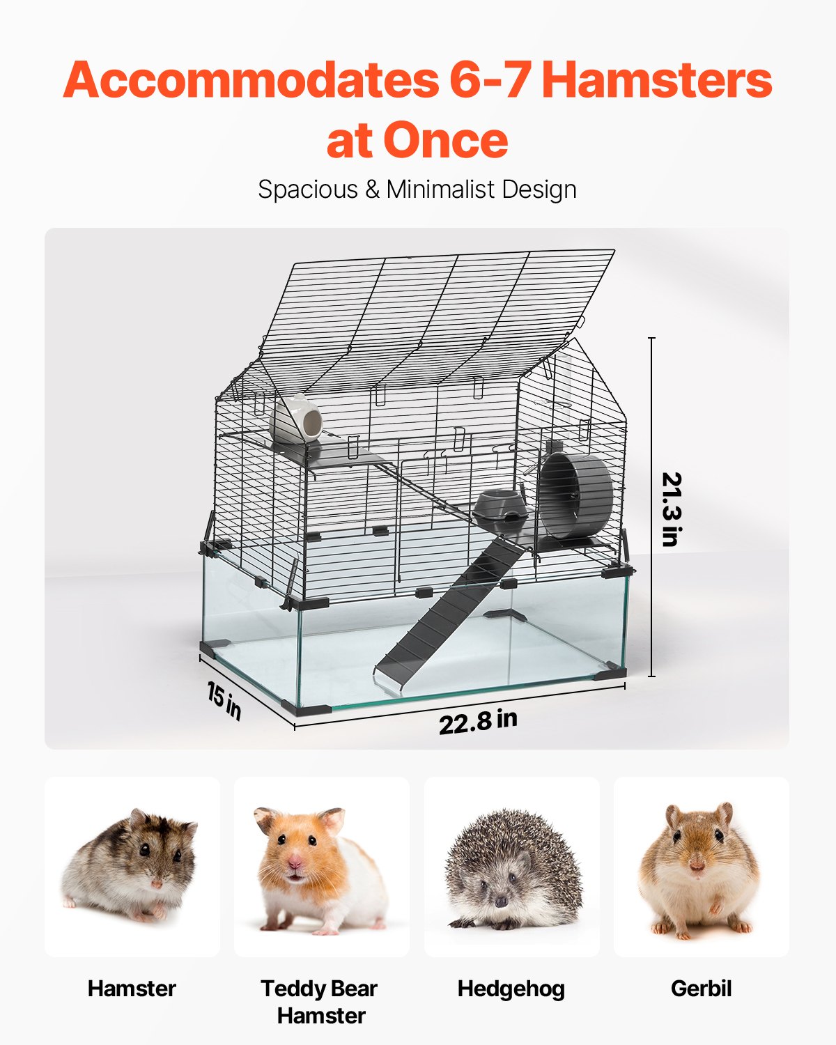 Caja de Habitat para Hamsters con Cable 22.8" Casa Segura para Roedores Pequeños — imagen 2