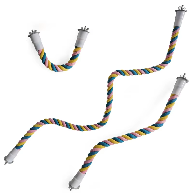 Pet Bird Bite Toys Parrot Color Cotton Rope Toys Elastic Parrot Climbing Toys Sturdy Bird Swing Harness Cage Pet Toy Swing Stand — image 2