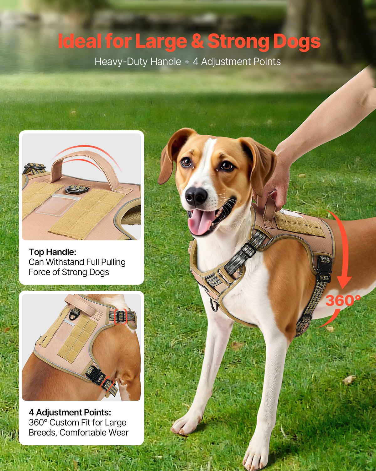 Arnes de Perro para Perros Grandes Sin Tirar Arnes Táctico de Perro Ajustable Vestiario de Mascota — imagen 4