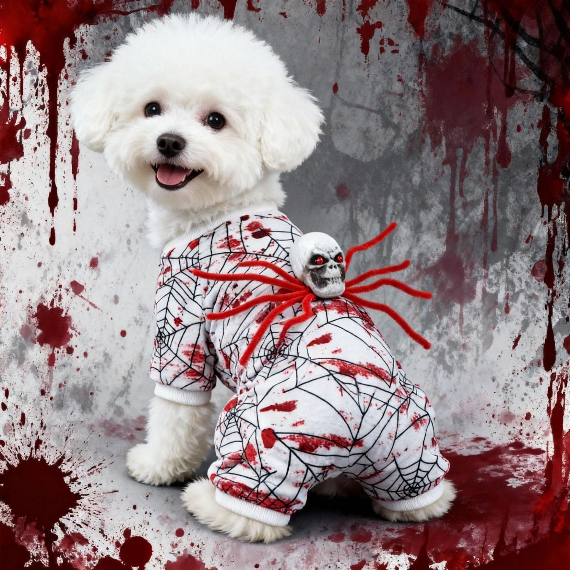 New Halloween Pet Dog Dress Four-Legged Costume Bloody Spider Design for Small Dogs — image 3