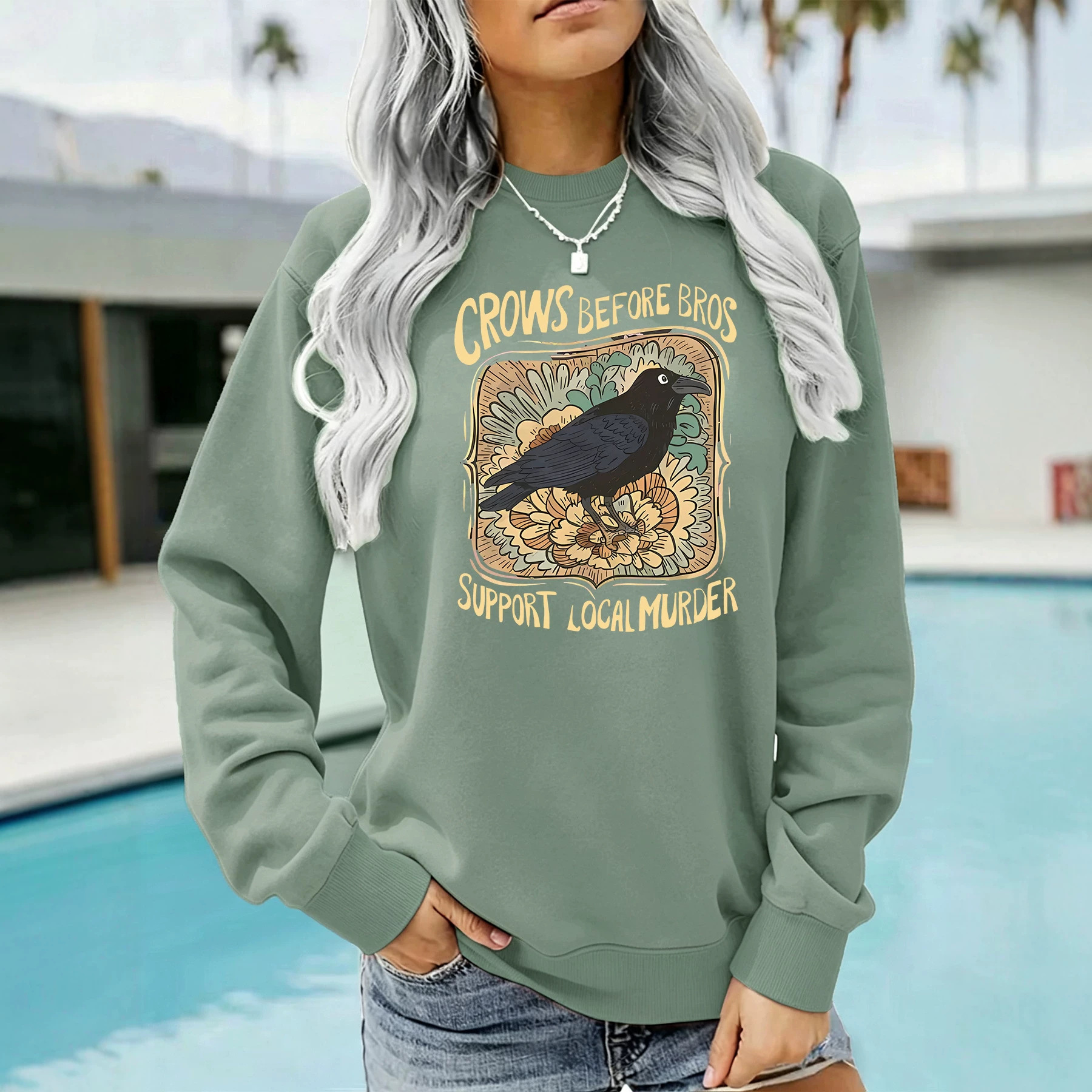 Letter crow print hoodie — image 6
