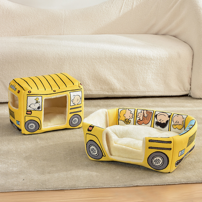 Gato en forma de autobús - Caja para mascotas adorables para todo el año - Universal - Semi cerrada - Caja para gatos pequeños y perros medianos plegable — imagen 2