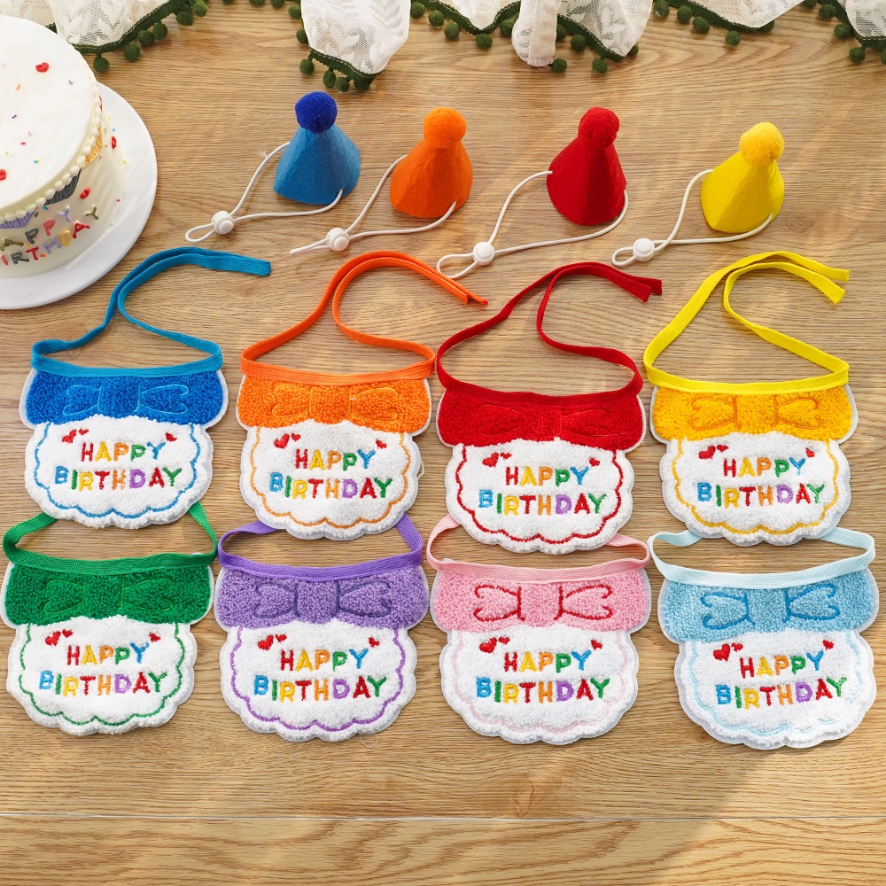 Pet birthday drool scarf cat bib scarf dog cat hat — image 4