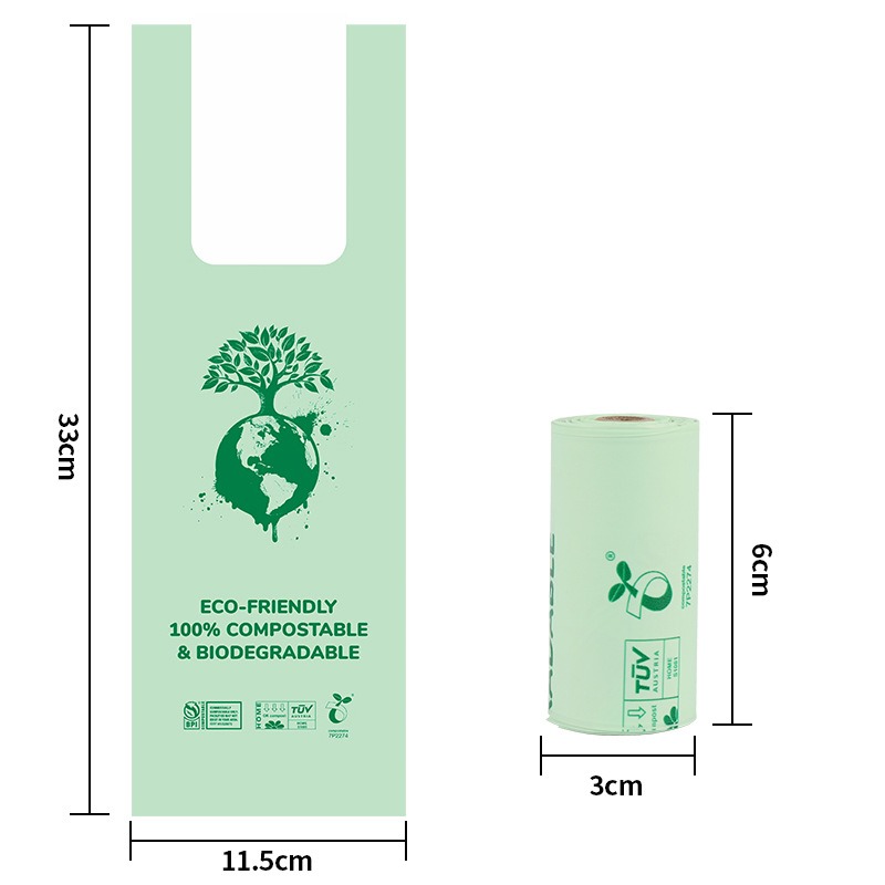 Bolsa de limpieza para mascotas biodegradable hecha de maíz PLA PBAT rollo reutilizable — imagen 7