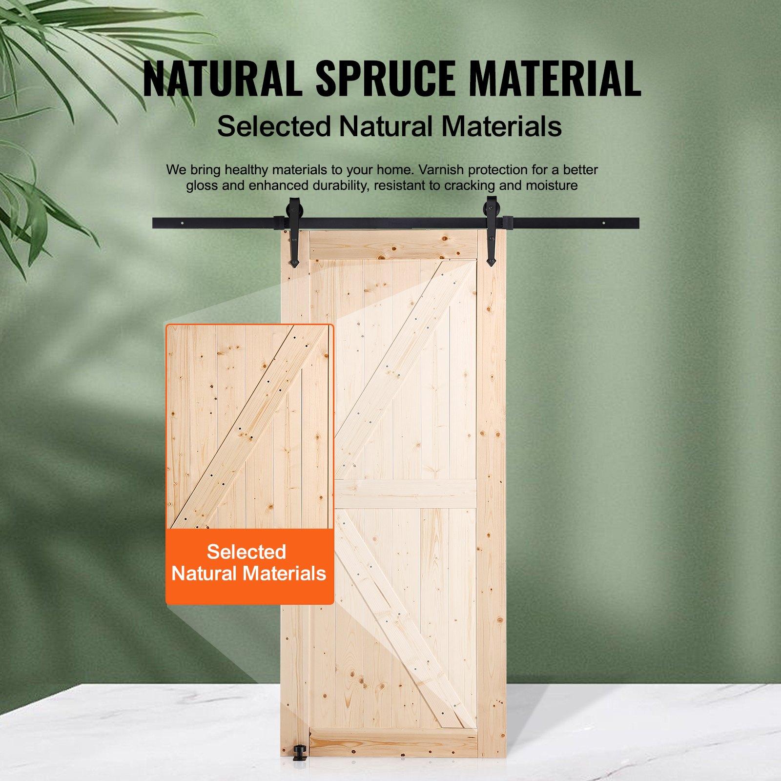 Barn Door And Hardware Kit, 36" X 84" Wood Sliding Barn Door, Smoothly And Quietly, Barn Door Kit With 8-in-1 Floor Guide And Door Handle, Spruce Wood Panelled Slab, Easy To Install — imagen 3