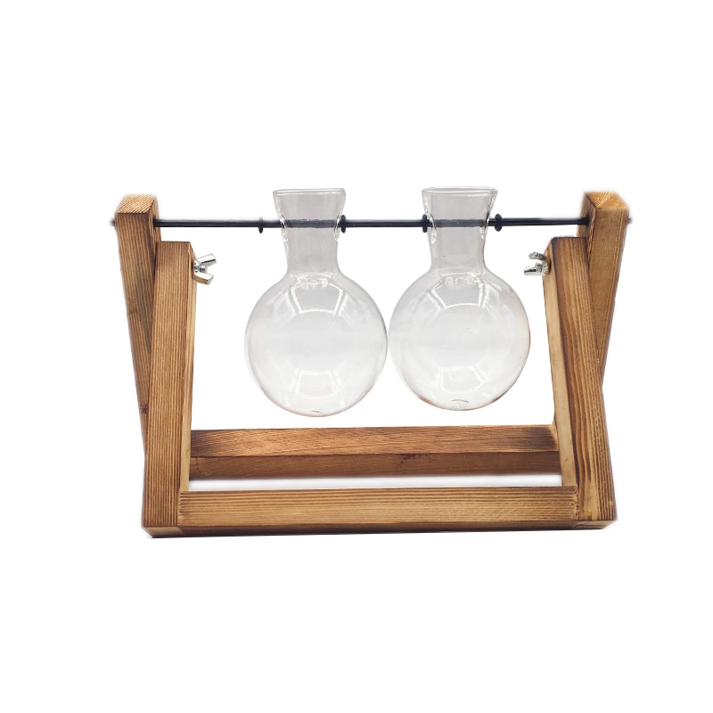 Terrarium Creative Hydroponic Plant Transparent Vase Wooden Frame vase decoratio Glass Tabletop Plant Bonsai Decor flower vase — image 4