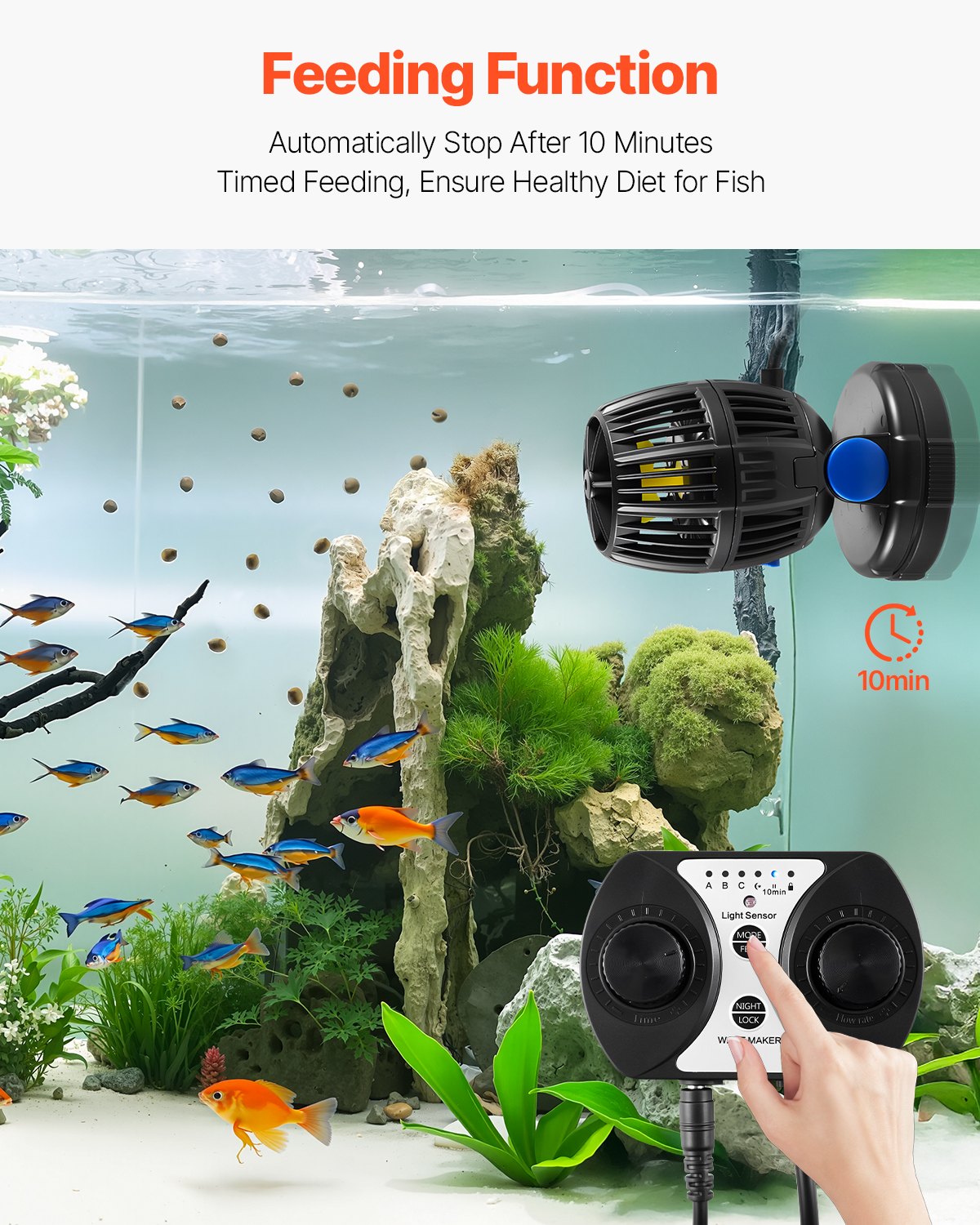 Generador de Olas para Acuario con Controlador, Bomba de Cabezal 10W DC 24V con Base Magnética — imagen 4