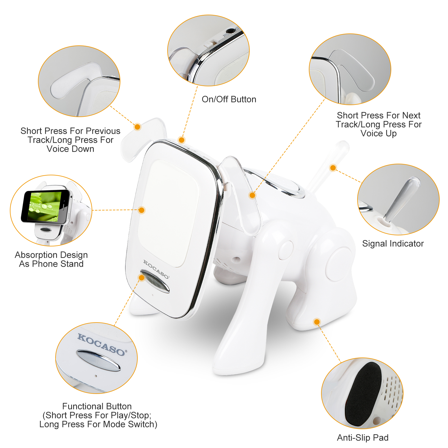 Puppy Dog Wireless Speaker Portable Mini Music Player Stereo Cute Animal Speaker With Built-In Mic FM Radio Stereo Bass MMC Card Slot USB Port For Cellphone Tablet — image 6