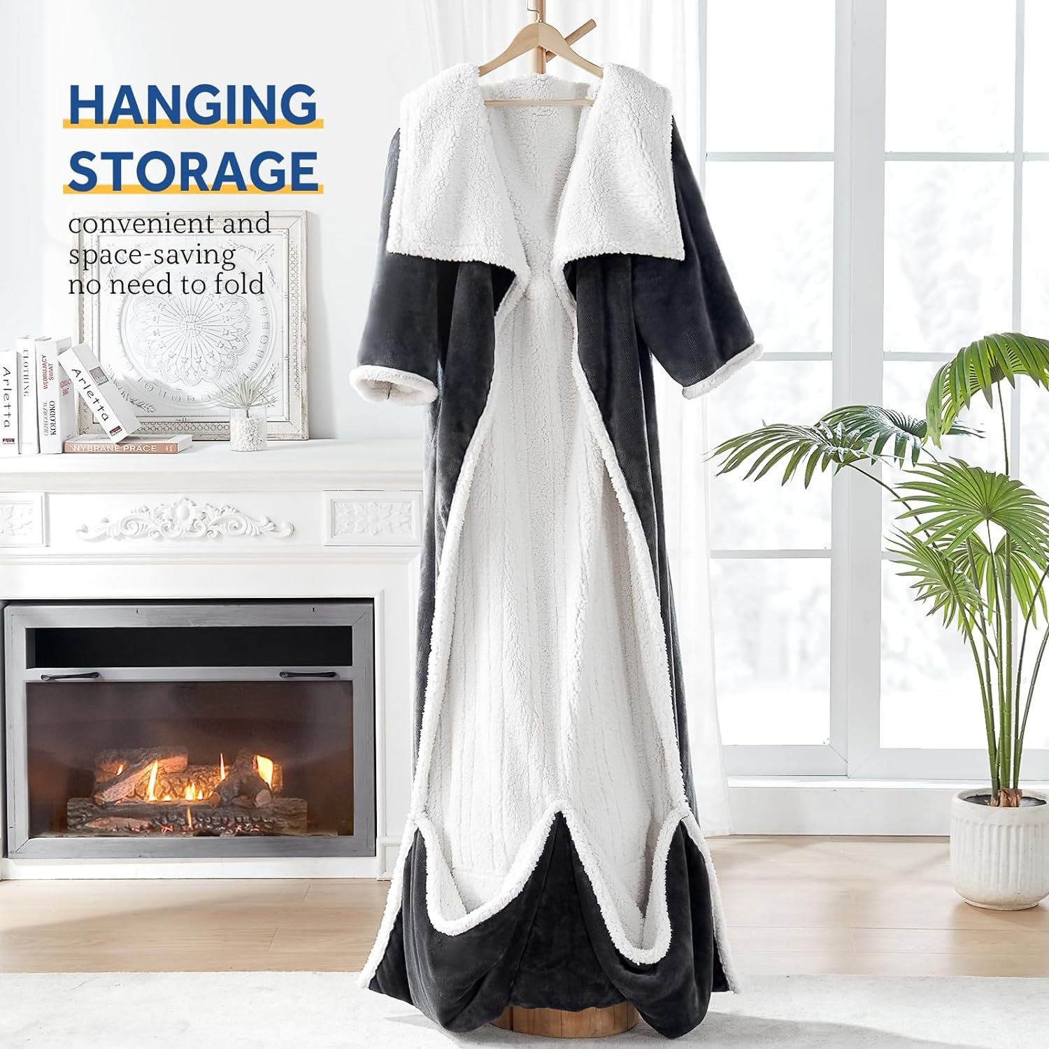 Electric Heating Blanket Fleece Lamb Velvet Wearable Heated Blanket with Sleeves for Home and Office Use — image 1
