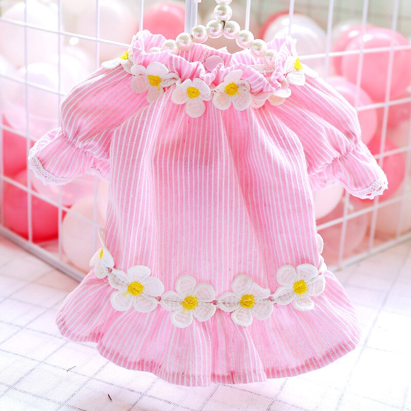 Pet Dog Clothes Cat Spring and Summer New Teddy Bichon Striped Frangipani Cardigan Leisure and Comfortable Flower Dog Clothes — image 3
