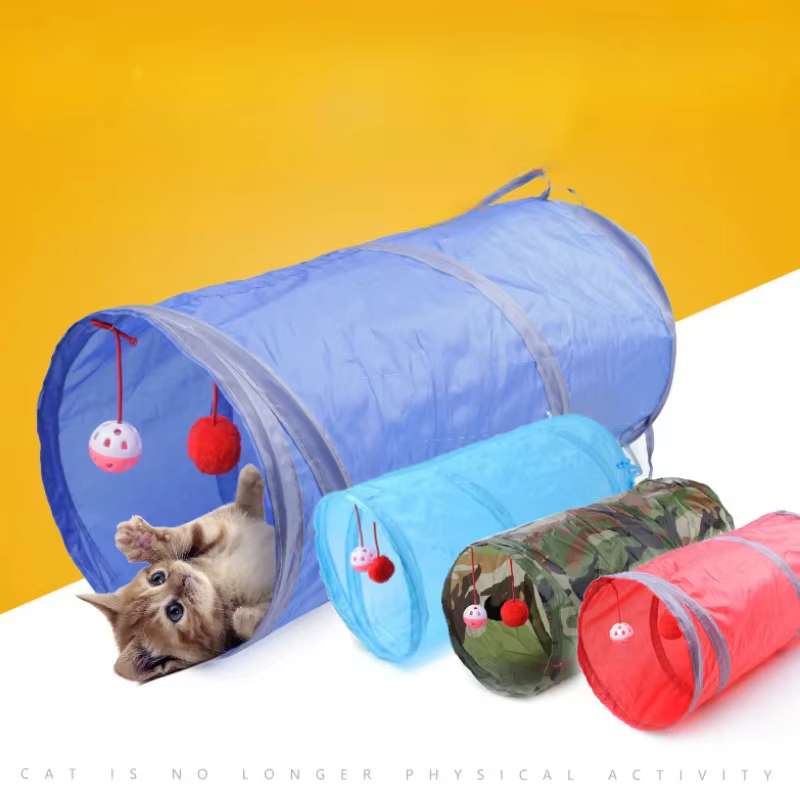 Cat Tunnel Toy Funny Pet 2 Holes Play Tubes Balls Collapsible Crinkle Kitten Toys Puppy Ferrets Rabbit Play Dog Tunnel Tubes — image 1