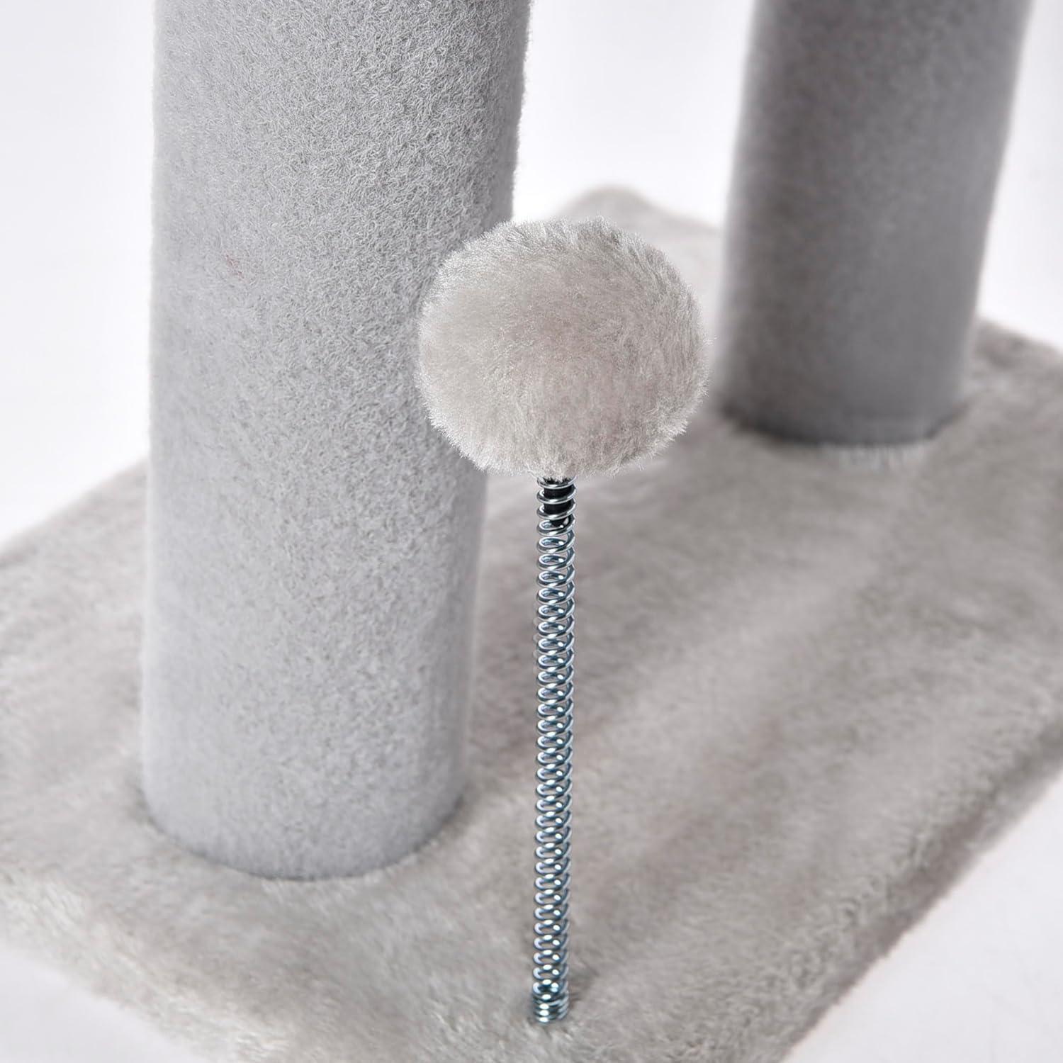 Gray Indoor Cat Tree With Hanging Ball 20.5Cat Tree With Tunnel Bed And Scratching Post Cat Tower — image 11