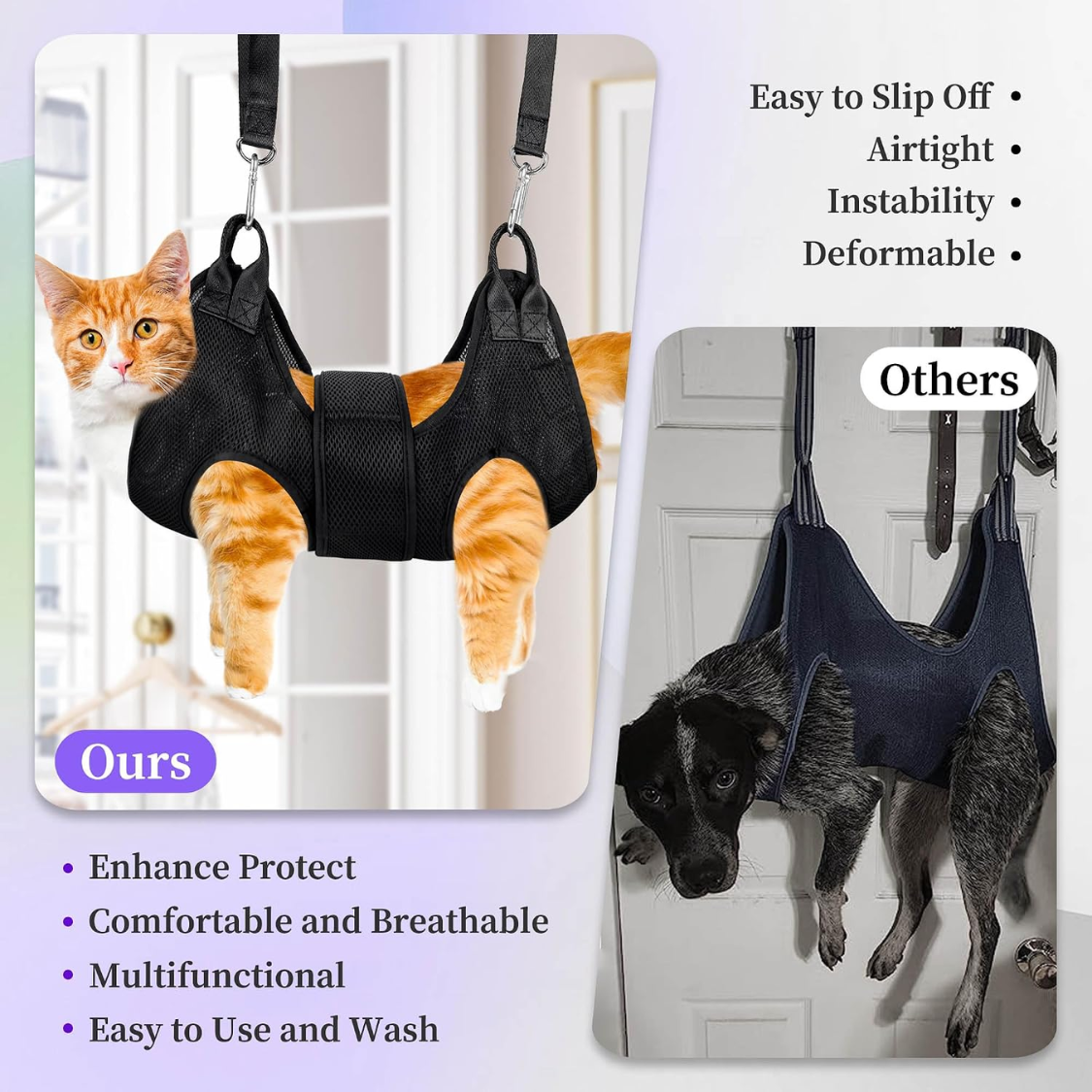 Kit de Hamaca para Grooming de Gatos y Perros hasta 12 lb, Arnesón y Sling para Corte de Uñas con Tijeras y Afilador — imagen 2