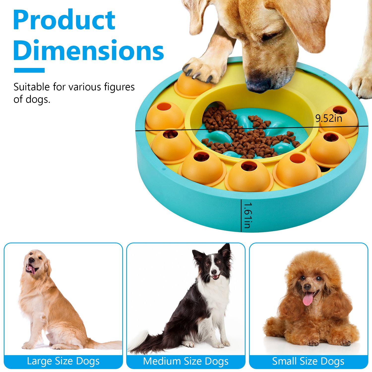 Comedero Rompecabezas para Perros, Tazón de Alimentación Lenta, Juguete Interactivo Dispensador de Premios para Entrenamiento de Inteligencia y Enriquecimiento Mental, para Perros y Gatos Pequeños, Medianos y Grandes — imagen 10