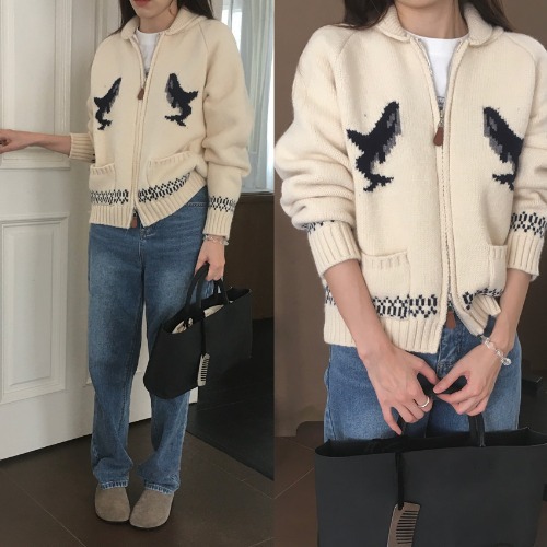 Dolphin design sweater jacket — image 8