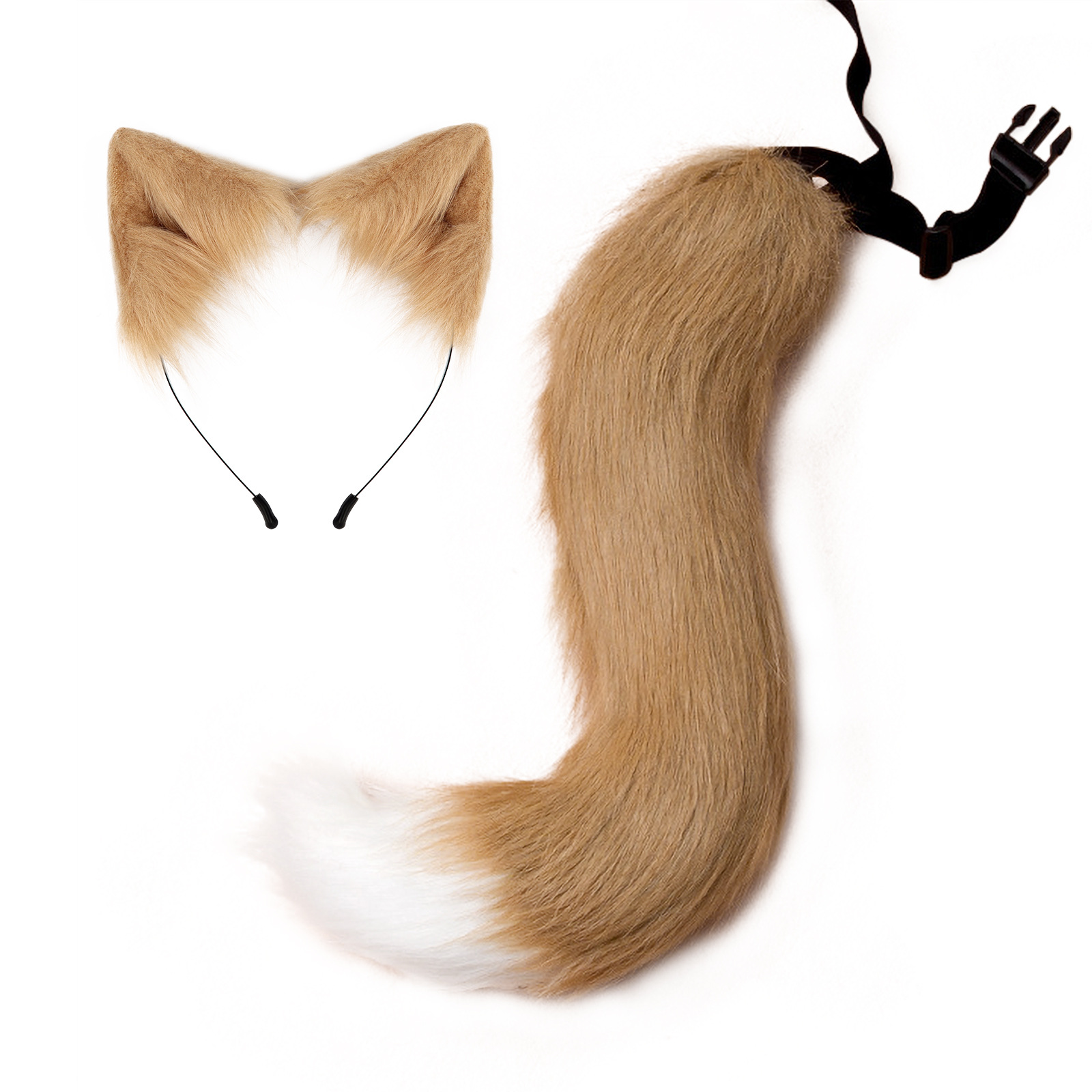 Accesorio de cola de zorro falsa para disfraces de Halloween con orejas de gato y cinta para el cabello — imagen 7