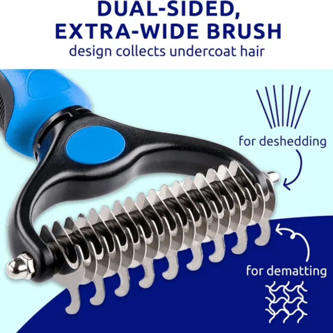 Blue pat your pet hair removal dog brush for hair removal - indoor cats use cat brush, long and short haired dogs use double-sided cat brush for hair removal and beauty tools, skin friendly — image 6