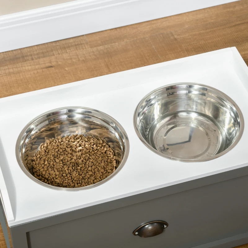 Pet Feeding Station Pet Dish Bowl Set With Storage, 2 Elevated Dog Bowls For Large Sized Dogs, Gray — image 4