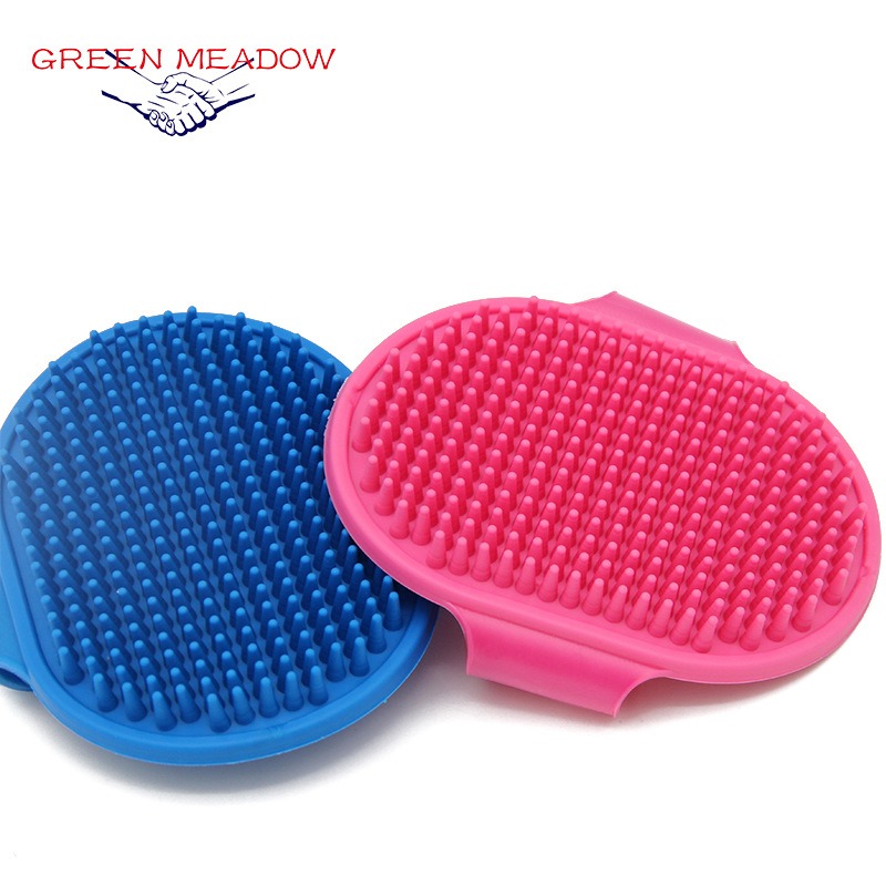 Pincel de baño para mascotas con masaje en silicona, peine de champú ajustable con anillo de goma — imagen 3
