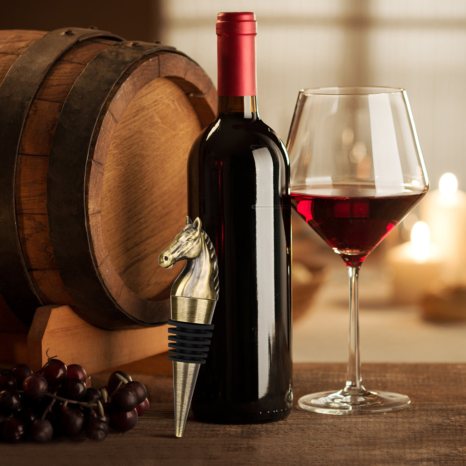 Luxury Horse Head Wine Bottle Stopper Animal-shaped Wine Stopper For Preserving Red Wine, A Kitchen Storage Gift, A Birthday Gift For Universal Wine Preservation Supplies — image 3