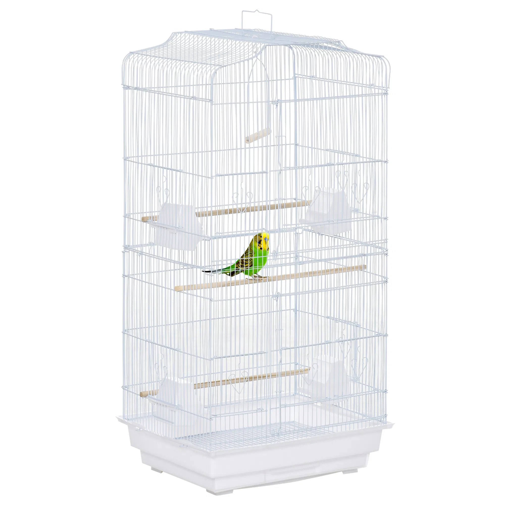 36" Bird Cage, Macaw Play House, Cockatoo, Parrot, Finch Flight Cage, 2 Doors, Perch 4 Feeder Pet Supplies, White — image 1