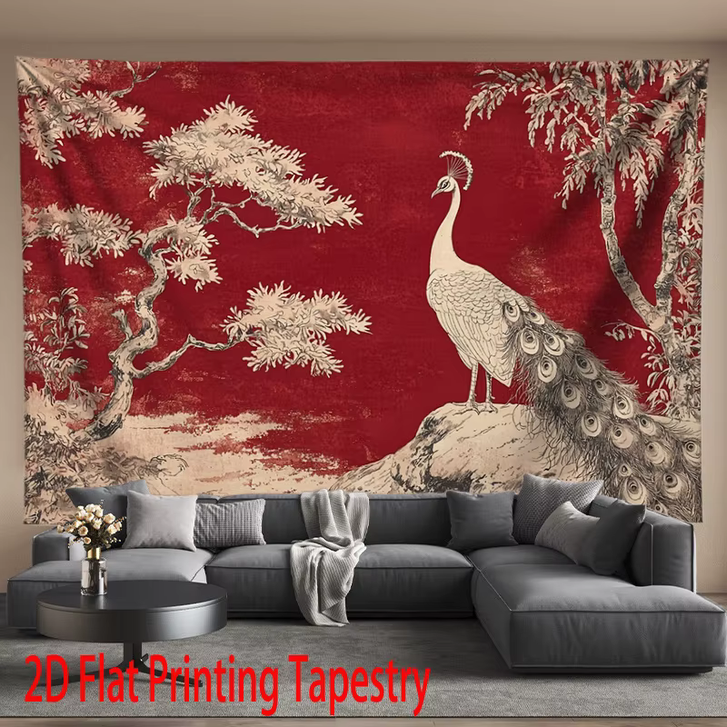 Tapestry de Pavo Asiático con Estilo Chino: Decoración Grande para Habitación o Sala con Accesorios Gratis — imagen 2