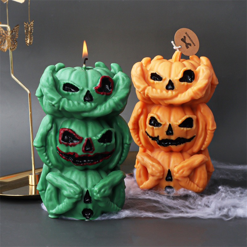New Halloween Pumpkin Ghost Silicone Candle Mold Frog Owl Fox Pumpkin Animal Scented Plaster Resin — image 8