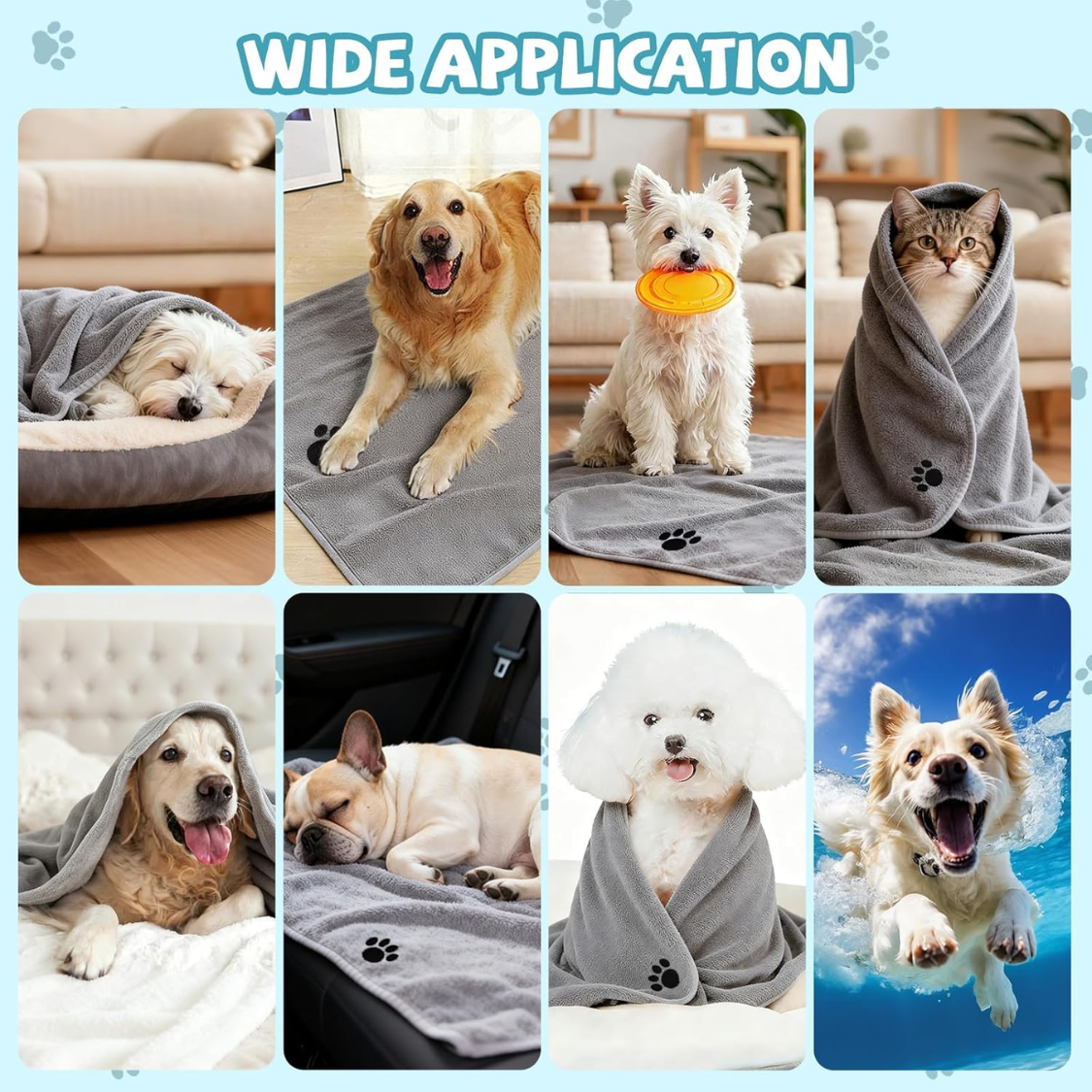 Paquete de 2 Toallas de Microfibra Para Secar Perros, Toallas Súper Absorbentes y Suaves Para Perros o Gatos — imagen 3