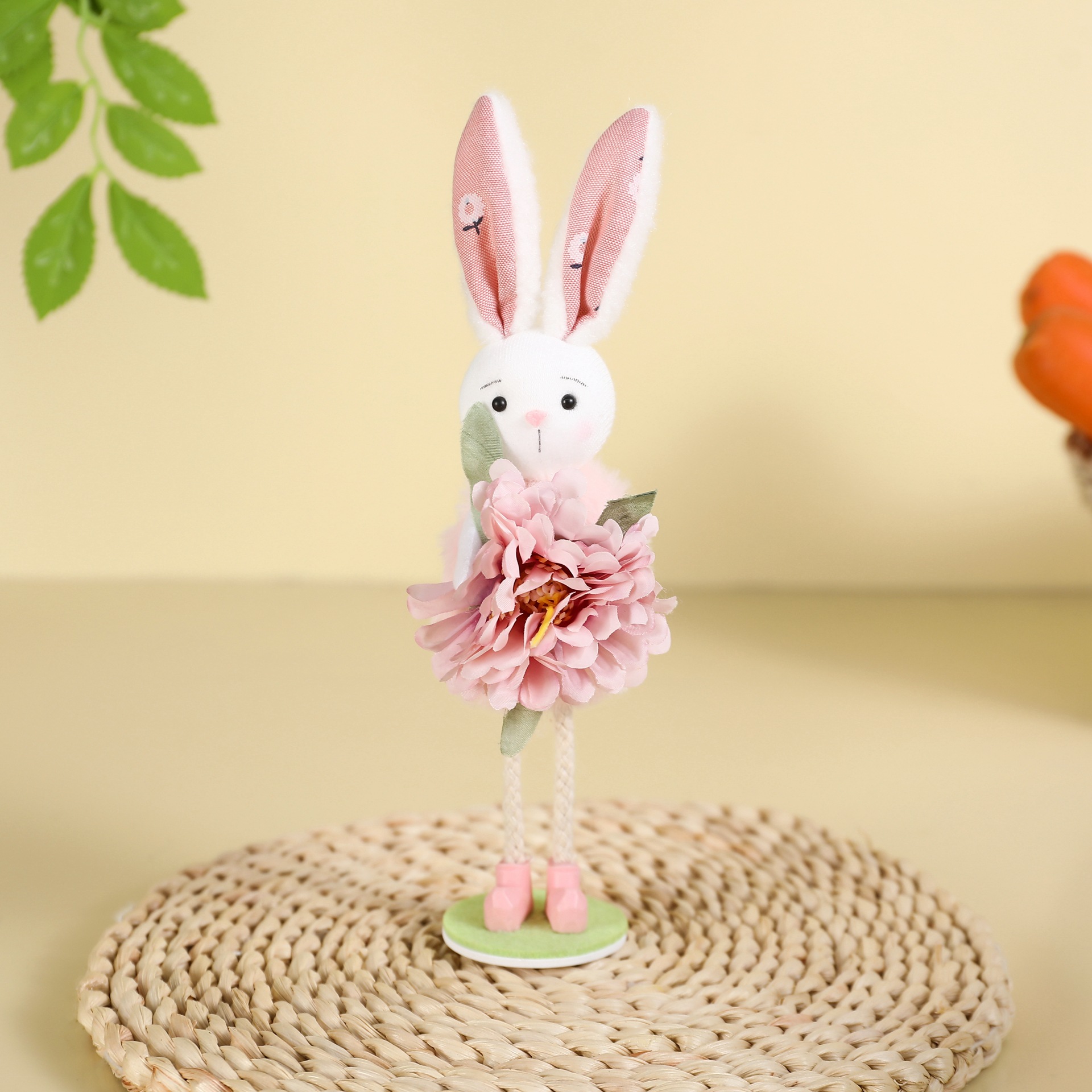 Figura de Conejo para Decoración de Pascua que Se Pone en Pie para Salón, Chimenea o Fiesta con Flores — imagen 5