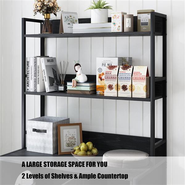 Large Cat Litter Box Enclosure With Shelf Storage, Hidden Cat Washroom Furniture, Wooden Cat House With Scratch Pad, Sturdy Indoor Cat Cabinet With 2 Doors Black — imagen 4