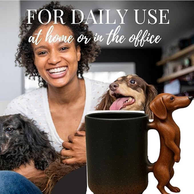 Taza de Dachshund Hecha a Mano en 3D, Taza de Cerámica Creativa con Forma de Animal en 3D, 11 Oz, Taza de Café Única con Diseño de Perro — imagen 15