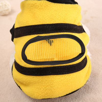 Pet Clothes Cute Bee Dress Dog Clothes Teddy Two-legged Dog Clothes Hooded Fleece — image 4