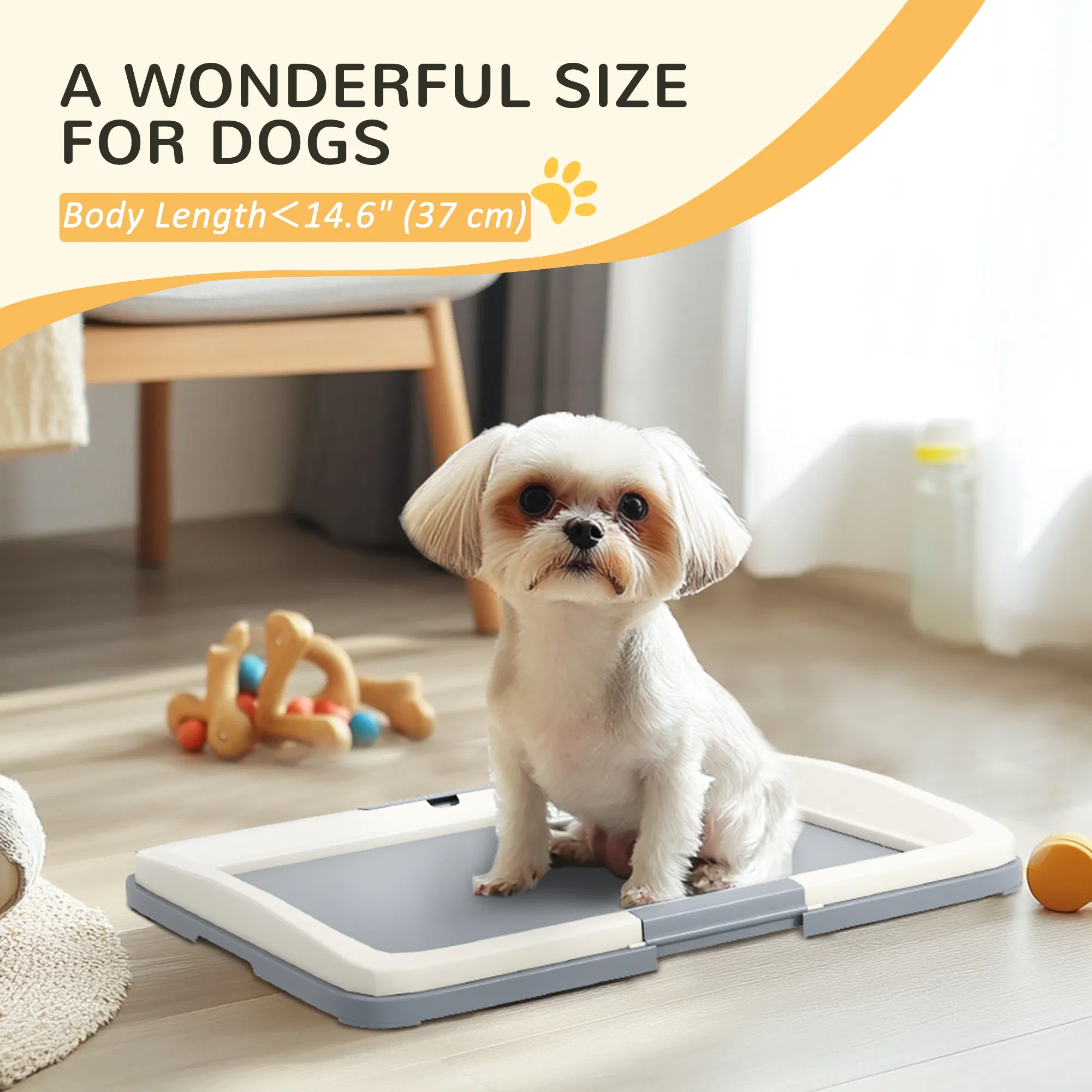 25" x 19" Pee Pad Holder, Dog Potty Tray for Indoor Outdoor, Easy to Clean Dog Training Toilet Pee Pad Tray, Grey — image 3