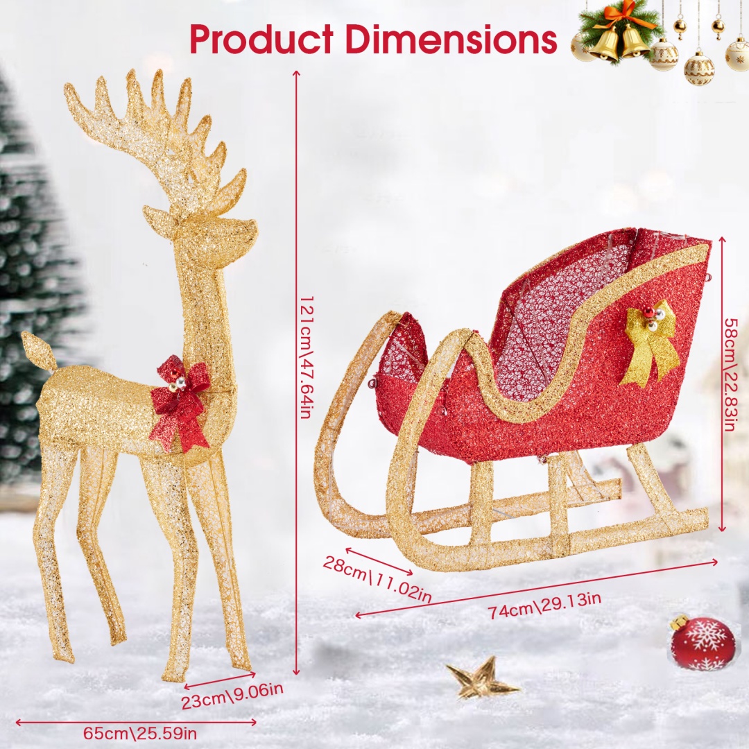 Decoración para Patio de Navidad con Renos y Carros de Remolque — imagen 3