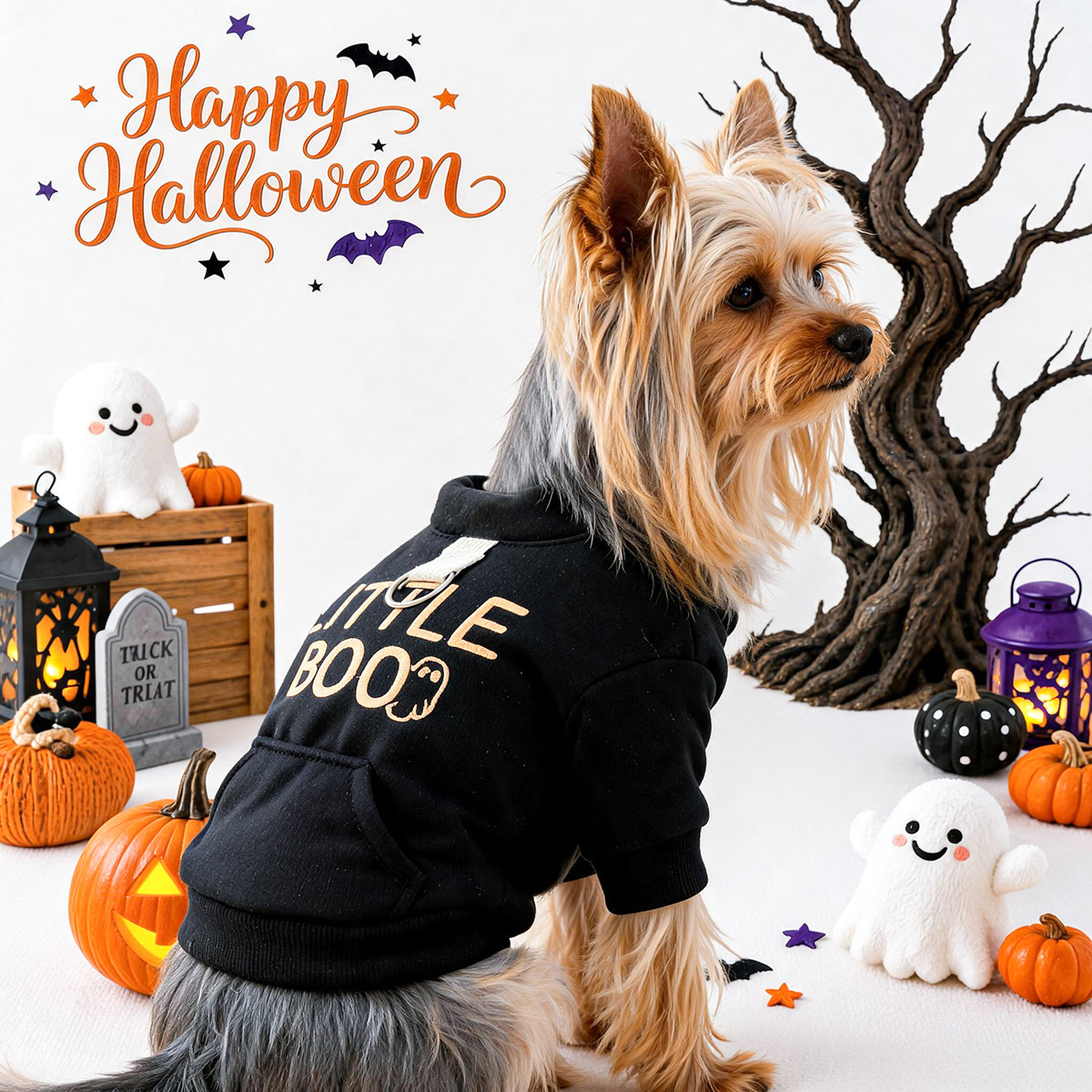 Pet Clothingfor Small Dogs and Cats - Black Halloween Sweatshirt for Teddy, Bichon, and Puppies — image 3