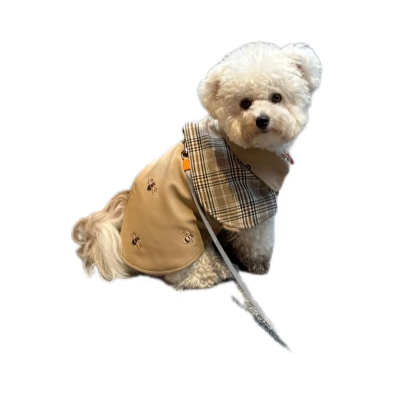 Ropa para Mascotas: Capa Vintage de Detective con Estampado de Corbata Inglesa a Rayas, Capa Exterior para Perros Pequeños, Capa Marrón para Cachorros — imagen 5