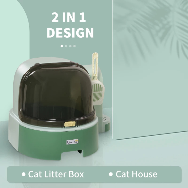 Cat Litter Box Easy To Clean Open With Scoop, Green — imagen 9