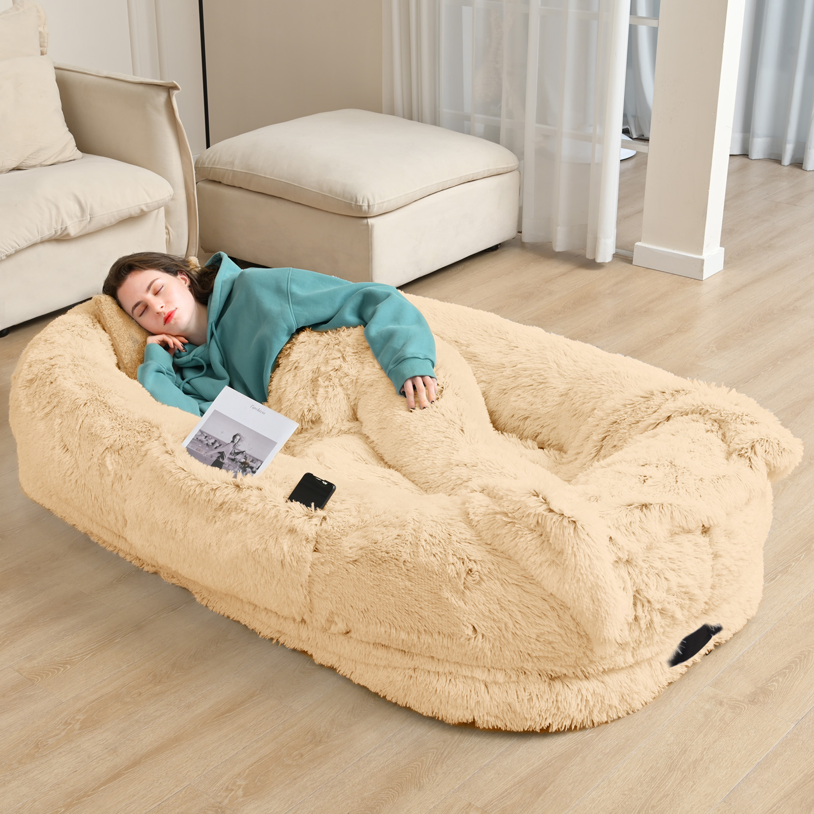 Cama para Adultos y Mascotas de Gran Tamaño: Colchón de Felpa Sofocreado con Soporte Ortopédico — imagen 11