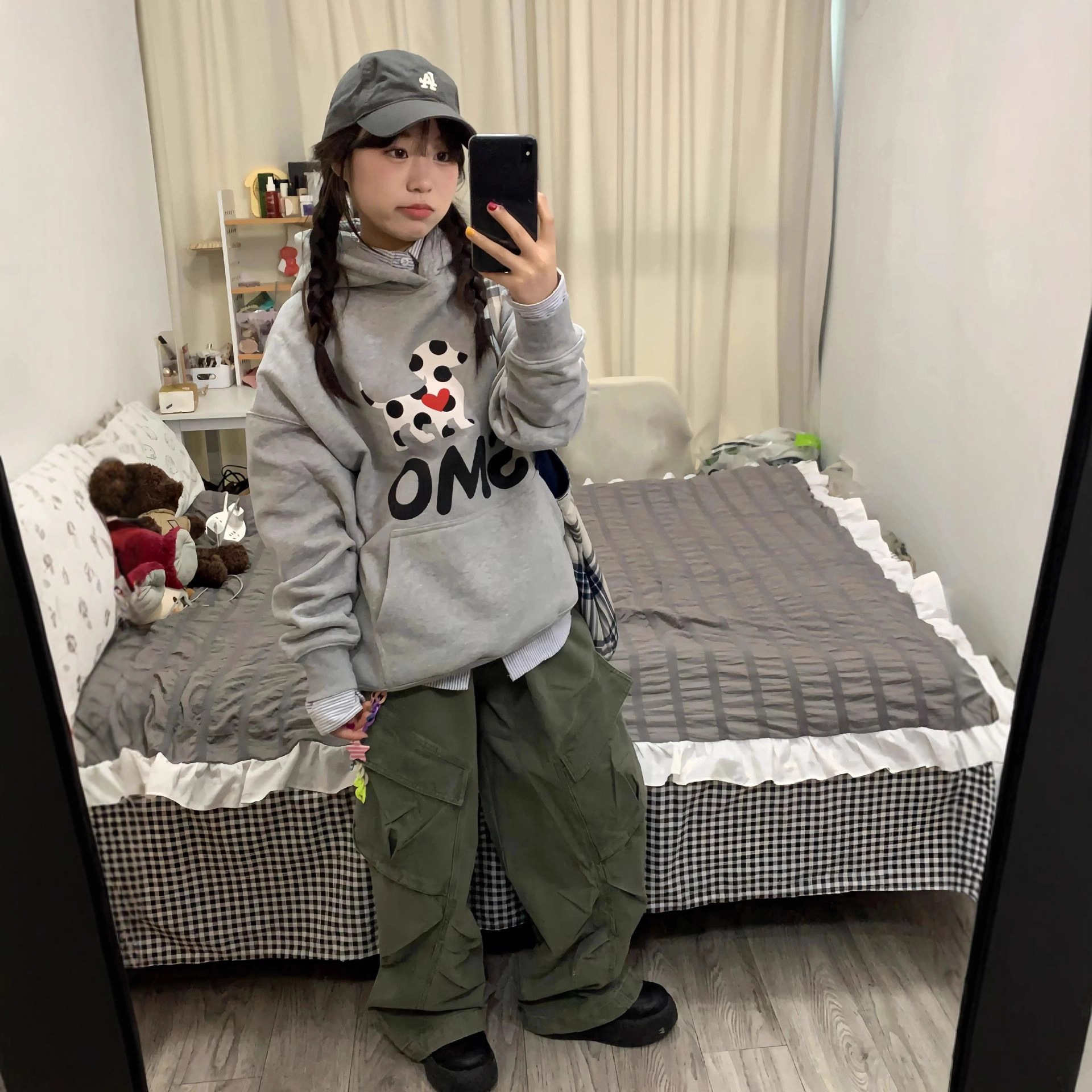 Cute Dog Print Hoodie for Women, College Style, Loose Fit — image 6