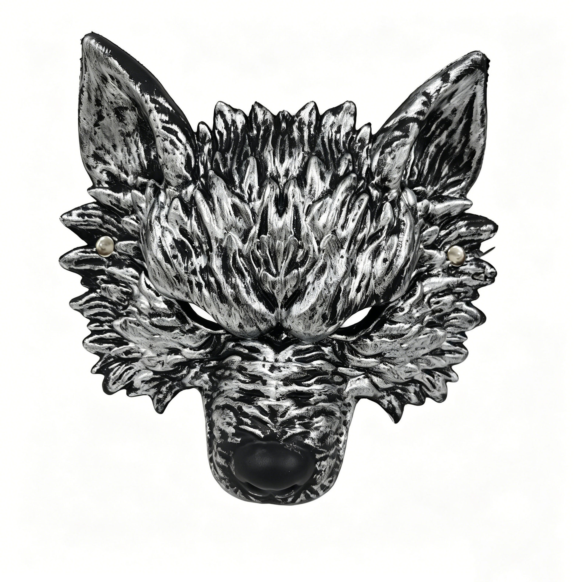 Máscara de Cabeza de Lobo Halloween Oro y Plata Hombre Lobo Cosplay Traje Fiesta Accesorio de Ambiente de Tela — imagen 6