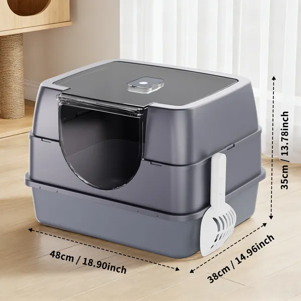 Caja de Arena Galaxia Encerrada Gris para Gatos: Impermeable y Antiarena, Estable y Duradera para Familias de Mascotas en Todo el Mundo — imagen 1
