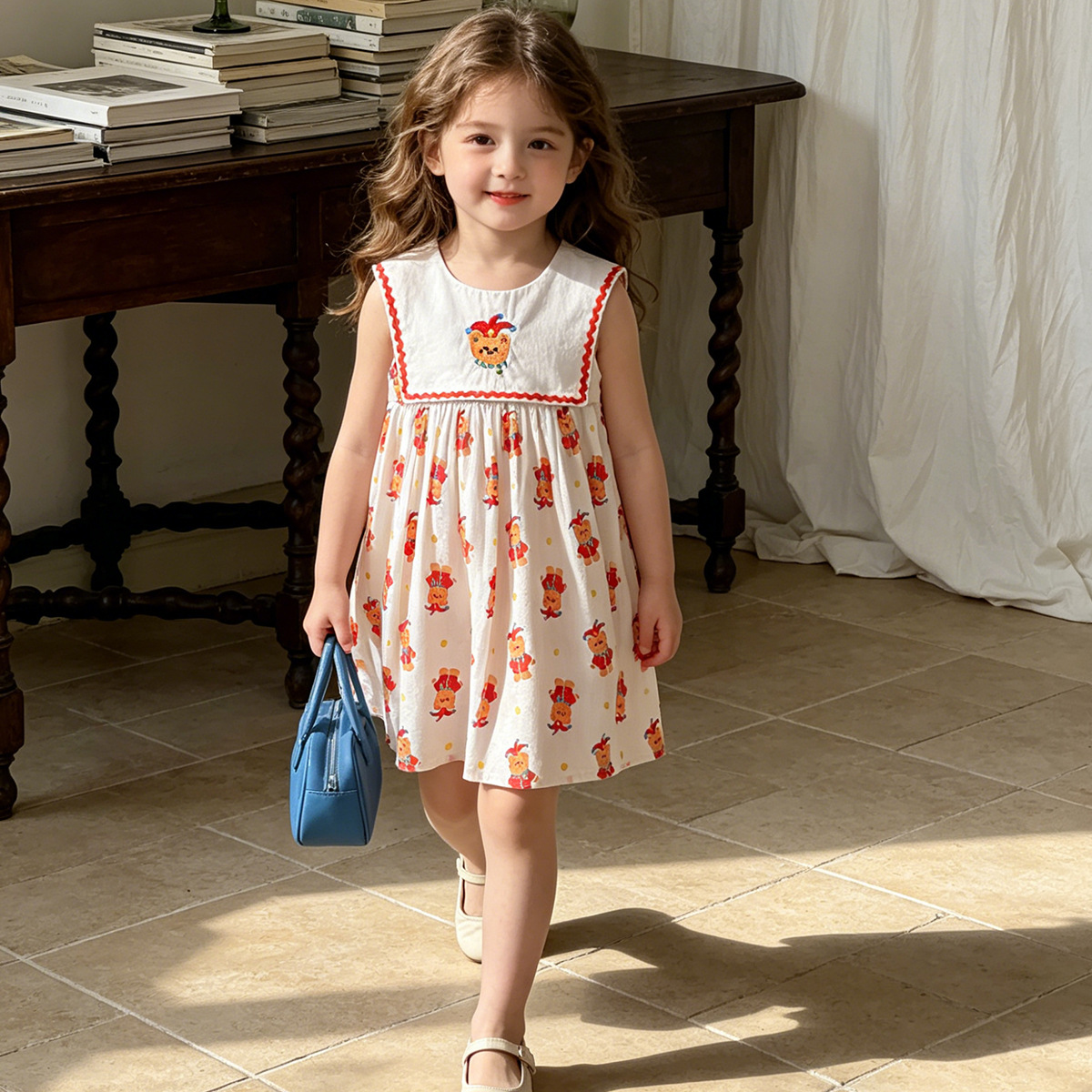 Cute Bear Print Sleeveless Dress for Girls — image 6