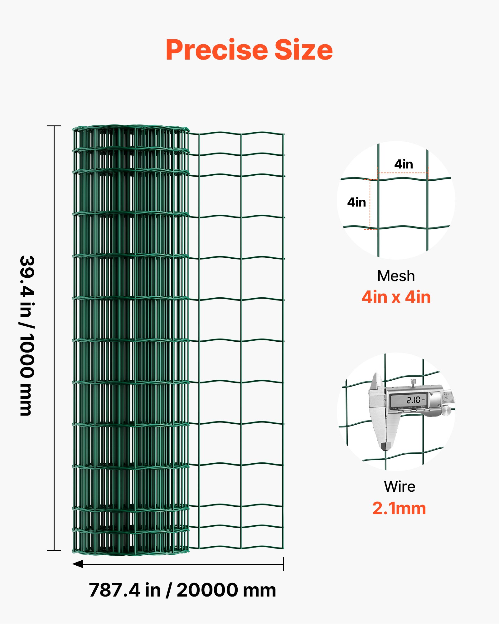 Cierre para Granja, 39 x 787'' de Diámetro, Malla 4 x 4'' con Alambre de Acero Galvanizado 2.1mm para Ganado, Cerdo y Ovejas, Cierre Pesado de Vinilo para Encierros Animales — imagen 2