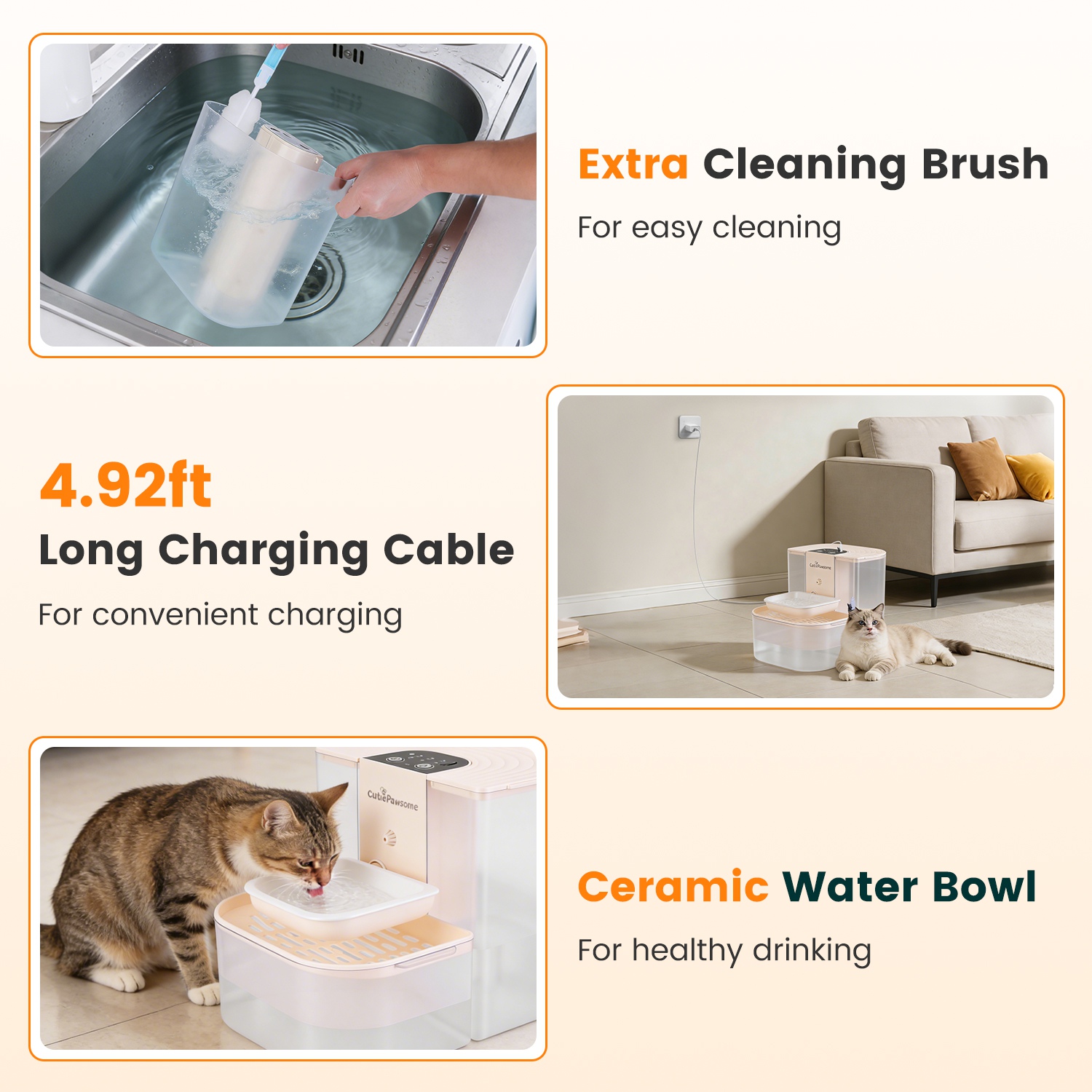 Fuente de Agua Inteligente para Mascotas Dispensador Automático de Agua para Gatos 4.5L Fuente de Agua para Perros Recargable e Inalámbrica con Autorrelleno, 3 Volúmenes Ajustables, 3 Intervalos de Tiempo, Control Remoto y Cepillo de Limpieza — imagen 2