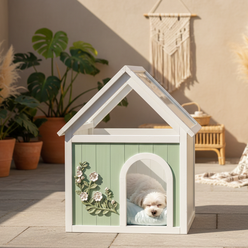 SAGE FSC-Certified Cedar Indoor Cat House with Clear Acrylic Roof – Wooden Pet House for Small Cats & Dogs — image 1