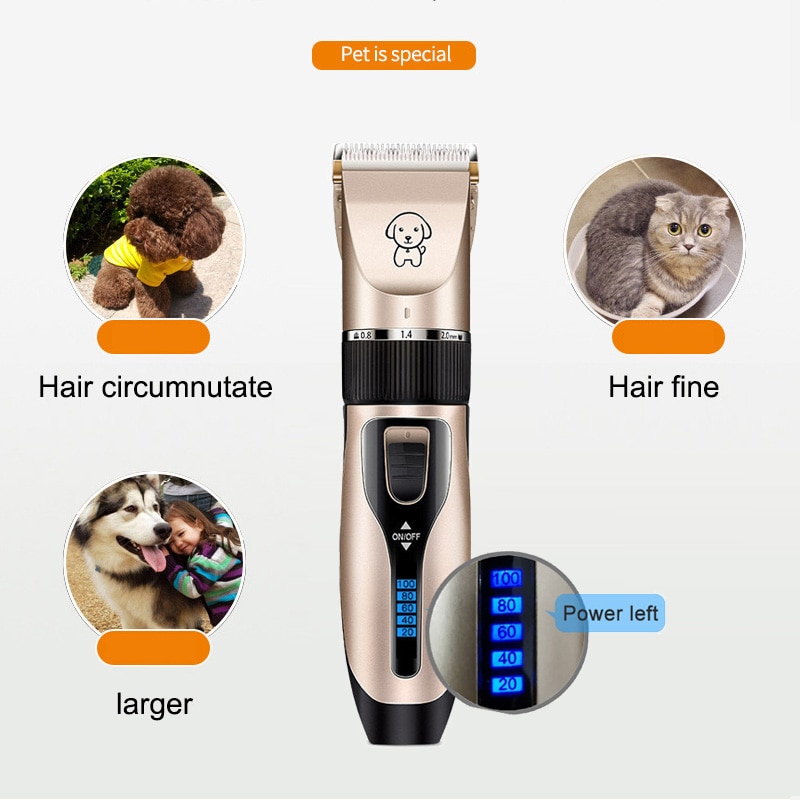 Pet Cat Dog clippers professional Dogs grooming clipper groomer kit USB Rechargeable Low-noise Pets Hair Trimmer Display battery — image 4
