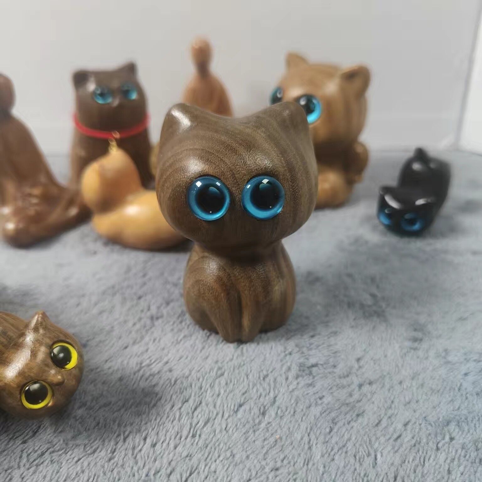 Sandalwood Kitten Ornaments Cute Hippo Mini Wooden Cat Play — image 21